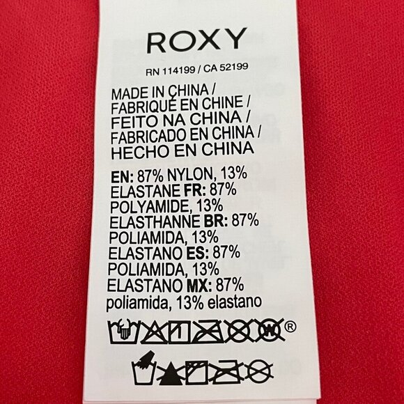 Roxy Tropical Palm Print Hi Waist Smocked Bikini Bottoms Red Wht Sz Au L US S-M - Picture 7 of 11